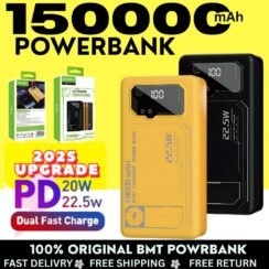 BM-10 Powerbank 15000mAh super fast charging power bank 22.5w USB type-c Digital Display Portable black yellow Powerbank