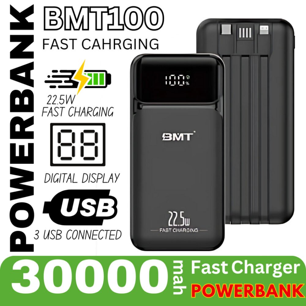 Super Fast BM-T100 Powerbank 30000mAh Full Capacity Charge Powerbank LED Dispaly Screen 22.5W Power Bank