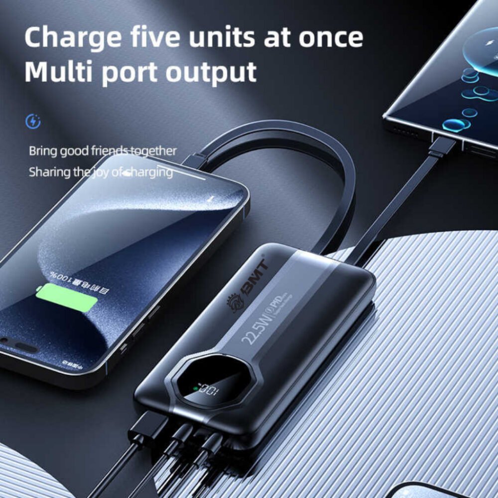 BMT T-85 Powerbank 30000mAh 66W PD Fast Charger Powerbanks Full Capacity 4 USB Ports Fast Charging Power bank - Image 2