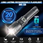 BM T20 Usb Torchlight Long Range Flashlights Rechargeable Zoomable Lcd Display light Super Bright Waterproof Flashlight